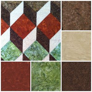 Green Rust Brown Tumbling Block